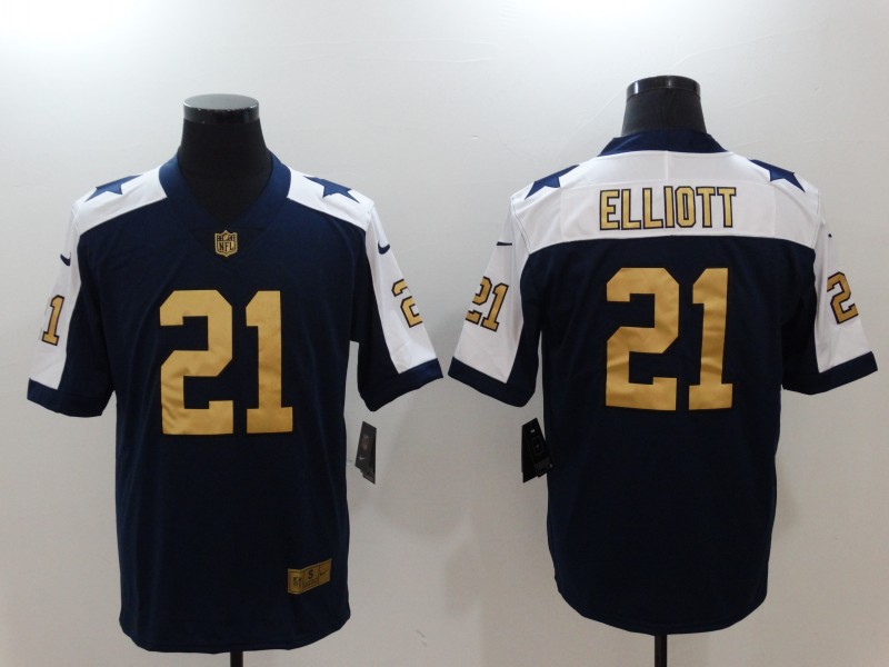 Men's Dallas Cowboys Ezekiel Elliott #21 Navy Jersey